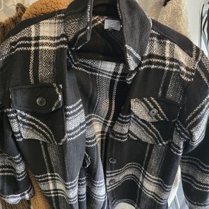 Time and Tru Black and White Herringbone Jacket